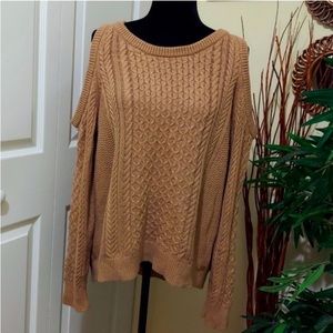 EUC Michael Kors Size-L cold shoulder sweater in brown